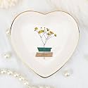 Wrappiness Personalized Heart Jewelry Dish Ring Ceramic Gifts - Jewelry Plate Jewelry Dish for Friend Bestie - Women Jewelry Tray Engagement Wedding Ring Holder Trinket Dish Flowers