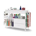Wrapping Paper Storage & Organizer, Craft Cart with Ribbon & Gift Bag Storage, Wrapping Paper Organizer Holder(3 Wooden Drawers-White)