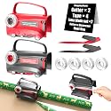 Wraprocut (2-Pack) Wheel Wrapping Paper Cutter & Tape Dispenser with 4 Tapes，2 Replace Blades Kit for Christmas Gift Wrap Cutter Tool Paper Roll Holder Tube Sliding Slicing for Birthday Holiday.