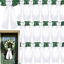 Wreath Sash for Front Door, 16 Pcs White Blank Wreath Sash Ribbon Accessories for Yard Doorway Indoor Outdoor Bridal Shower Home Decoration