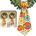 Wreath Sash for Front Door 2 Pack, Pumpkin Floral Fall Wreath Ribbon, 4.5 x 56 Inch Wreath Bow Accessories for Thanksgiving Autumn Decor