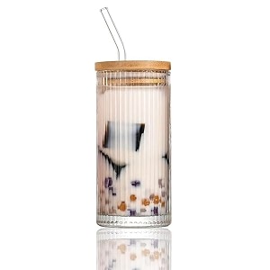wringo 350ml reusable glass mason bamboo jars with lids for fruit juice milk beer soda with reusable travel tumbler sipper mug with airtight lid - green tea and coffee cup glass with straw wr-07