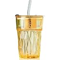 WRINGO 400ML Random Color Round Mason Jars with Lids for Fruit Juice Milk Beer Soda with Reusable Travel Tumbler Sipper Mug with Airtight Lid - Green Tea and Coffee Cup Glass with Straw (WR-03)