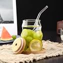 WRINGO Glass Sipper Can, 510 ML, Transparent, Mason Jar Cup with Lid and Straw, Drinking Glasses for Smoothies, Iced Coffee, Boba Tea, Cocktails, Beer, Juice &amp; Milkshakes (Set of 1) (WR-01)