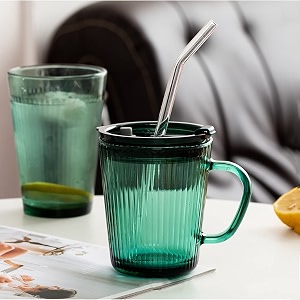 wringo green glass tumbler with silicone straw and lid 435ml glass sipper coffee mugs for straw and direct drinking mouth dual use summer travel essential bottlegreen mug set of 1