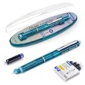 WRITECH Clictek Fountain Pen Set: Retractable Style Blue Ink Medium Nib Transparent Barrel, Includes 5 Ink Cartridges for Gift Set, Smooth Writing No Leaking