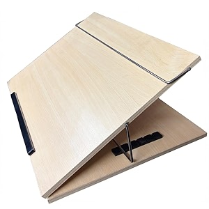 luvyansh writing table top big size 18  24 inch 10 mm thick adjustable wooden drawing board light beech color make in india