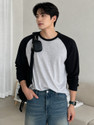 Wrodss Colorblock Men Round Neck Grey Black