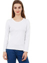 Wrodss Solid Women Round Neck White T-Shirt