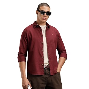WROGN Mens Cotton Linen Blend Shirt