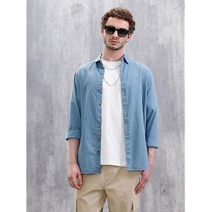 WROGN Mens Cotton Linen Blend Shirt
