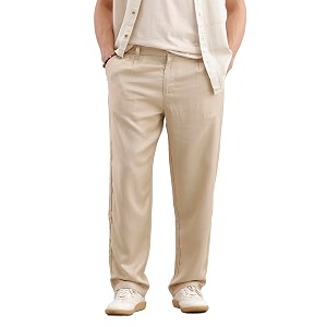 WROGN Mens Linen Blend Trousers Solid
