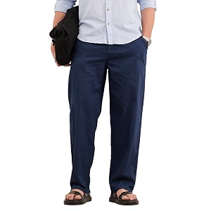 WROGN Mens Linen Blend Trousers Solid