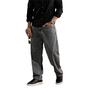 WROGN Mens Loose Fit Jeans Mid