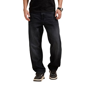 WROGN Mens Loose Fit Jeans Mid