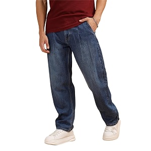WROGN Mens Loose Fit Jeans Mid