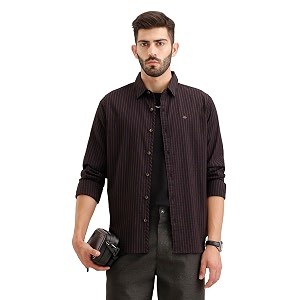 WROGN Mens Tencel Blend Shirt Striped