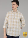 WROGN Men Checkered Casual Beige Shirt
