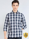 WROGN Men Checkered Casual Blue Shirt