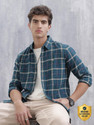 WROGN Men Checkered Casual Green Shirt