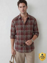 WROGN Men Checkered Casual Maroon Shirt