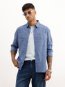 WROGN Men Solid Casual Blue Shirt