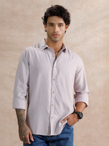 WROGN Men Comfort Fit Solid Spread Collar
