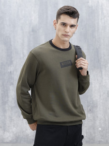 WROGN Men Full Sleeve Solid Sweatshirt