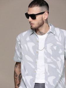 WROGN Men Printed Casual Grey Shirt