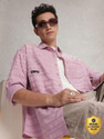 WROGN Men Self Design Casual Pink Shirt