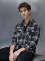 WROGN Men Solid Casual Blue Shirt
