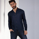 WROGN Men Solid Casual Blue Shirt