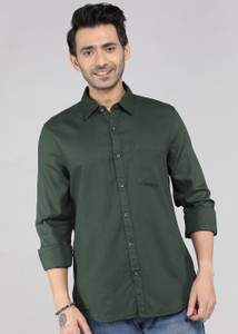 WROGN Men Solid Casual Green Shirt