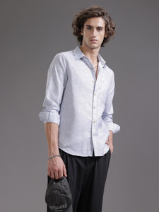 WROGN Men Solid Casual Grey Shirt