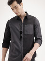WROGN Men Solid Casual Grey Shirt