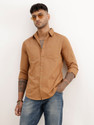 WROGN Men Solid Casual Khaki Shirt