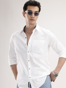 WROGN Men Solid Casual White Shirt