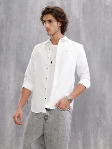 WROGN Men Solid Casual White Shirt