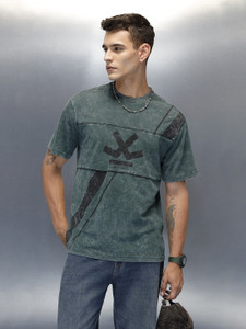 WROGN Printed Men Crew Neck Green T-Shirt