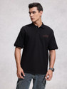 WROGN Printed Men Polo Neck Black T-Shirt