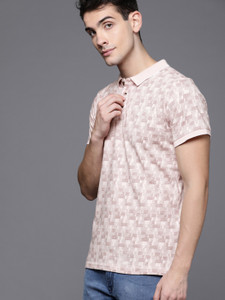 WROGN Printed Men Polo Neck Pink T-Shirt