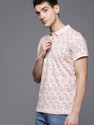 WROGN Printed Men Polo Neck Pink T-Shirt