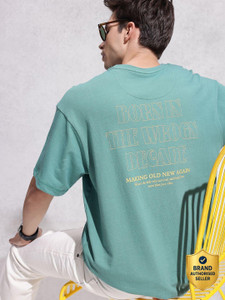 WROGN Printed Men Round Neck Green T-Shirt