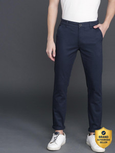 WROGN Slim Fit Men Dark Blue Trousers
