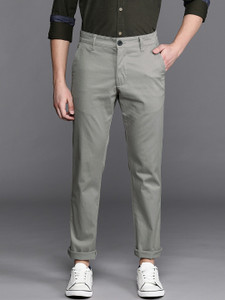 WROGN Slim Fit Men Grey Trousers