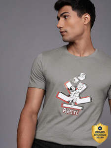 WROGN Solid Men Crew Neck Grey T-Shirt