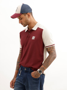 WROGN Solid Men Polo Neck Red T-Shirt
