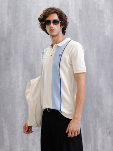 WROGN Solid Men Polo Neck White T-Shirt