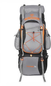 wrogn trekking bag for hikingcampingoutdoor sports with rain covershoe compartment rucksack  - 75 l