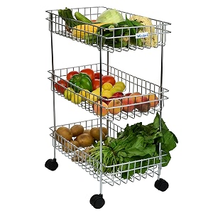 3 shelf fruit and vegetable stainless steel multipurpose stand basket trolley storage rack shelf for vegetable onion cutlery kitchen 41 l x 23 w x 53 h cm premium edition 3 shelf